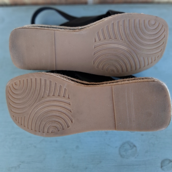 Sonoma Black Platform Espadrille Sandals Gold Buckle Slingback Size 7 - Picture 3 of 13